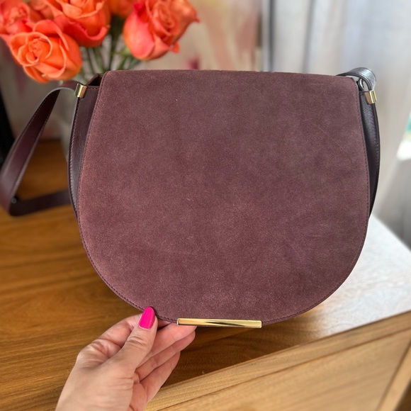 Cuyana Leather & Suede Saddle Crossbody in Burgundy, EXCELLENT CONDITION - Picture 2 of 12